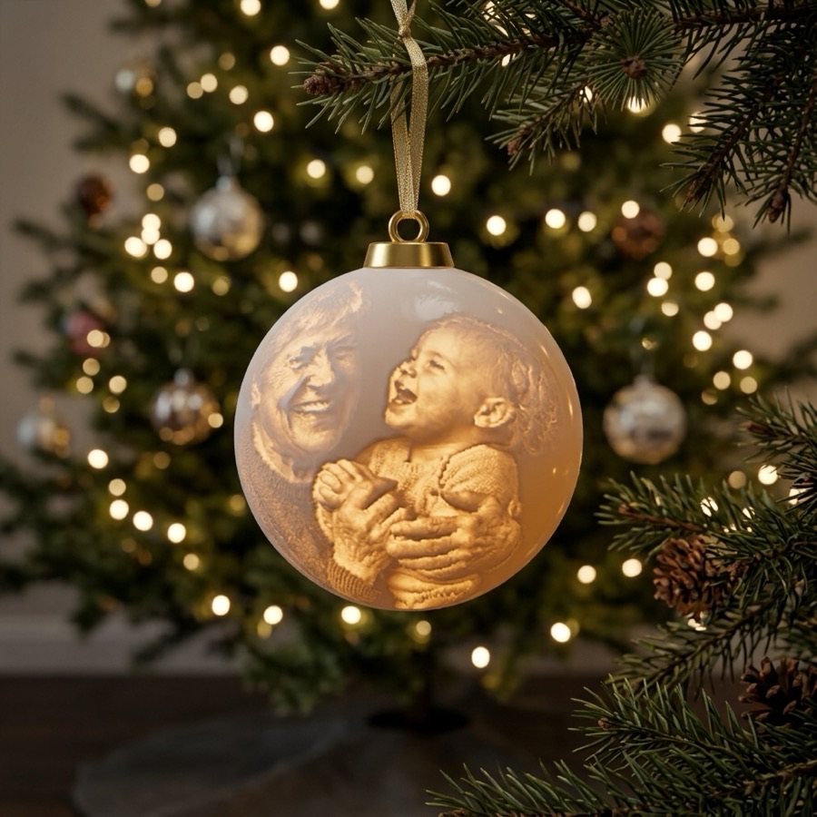 Holiday Ornament shown on the tree